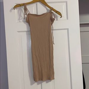 tan urban outfitters body con dress !!